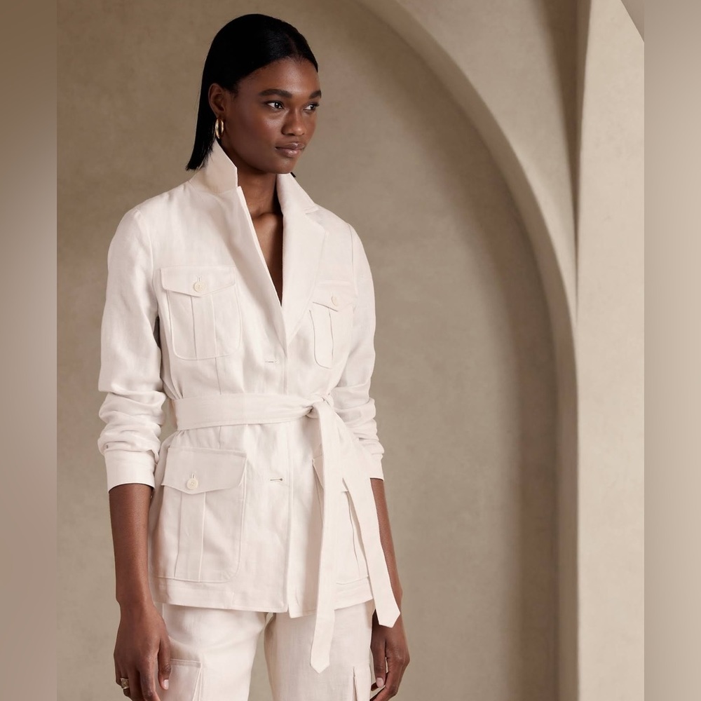 NWOT Banana Republic Heritage Expedition Linen Blazer in Ivory size 16